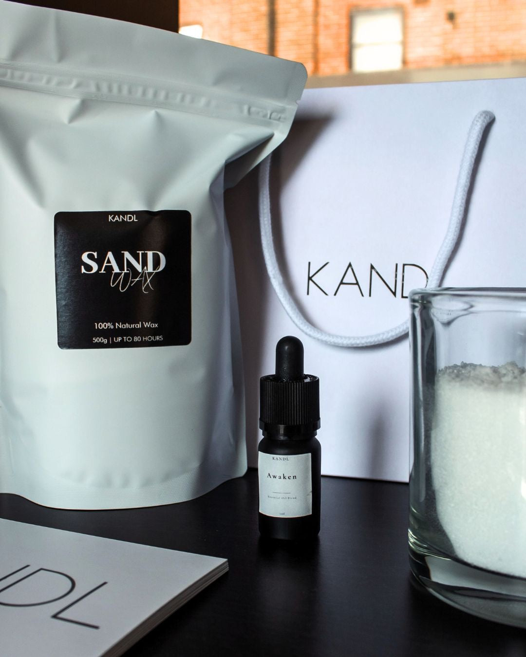 500g Sand Wax, Candle Jar and Essential Oil